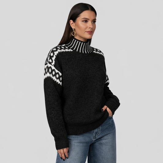 Belle Hiver Zwart– tijdloze wintertrui met elegante uitstraling