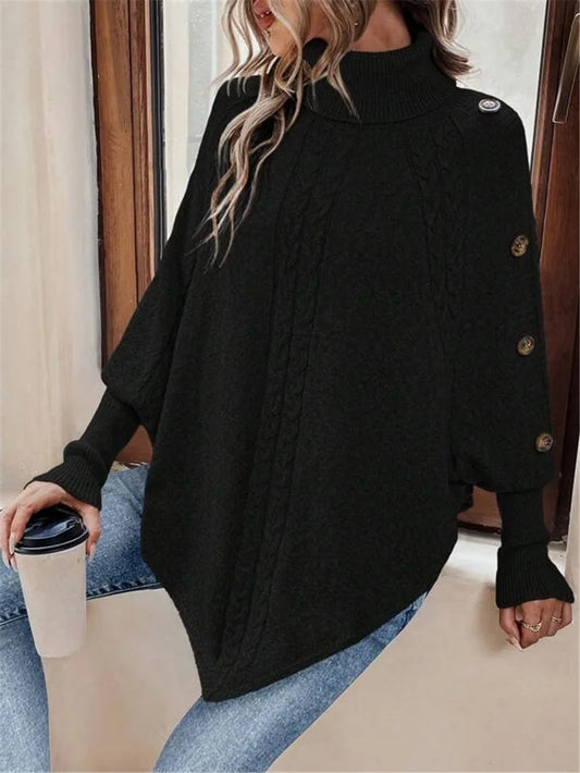 Elegante Oversized Damestrui met Col en Knopen